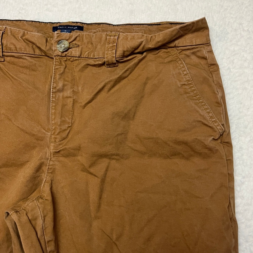 Tommy Hilfiger Pants Womens 16 Brown Montauk Straight Chino Cotton Stretch